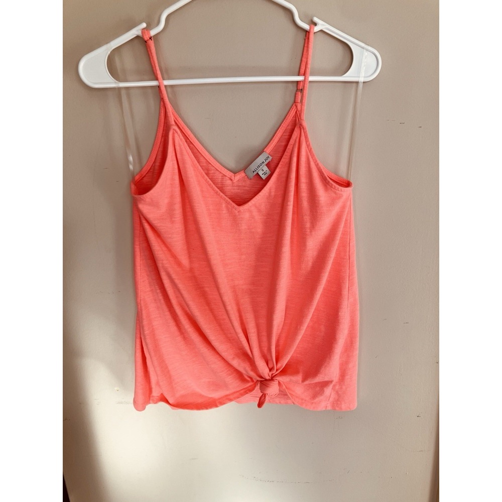 Allison Joy Women's Tank Top – Size S – Coral Pink – Tie Front – Made in USA